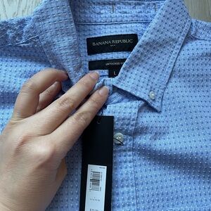 Banana Republic blue dotted dress shirt casual large L